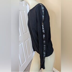 Versace Collection Black Wool Blend Knit Sweater Jewel Sleeves Women's Large